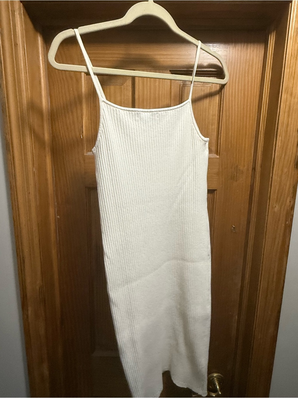 BANANA REPUBLIC Ribbed Creamy White Tank Slip Dress Midi Ribbed Cream - Small - Picture 4 of 5
